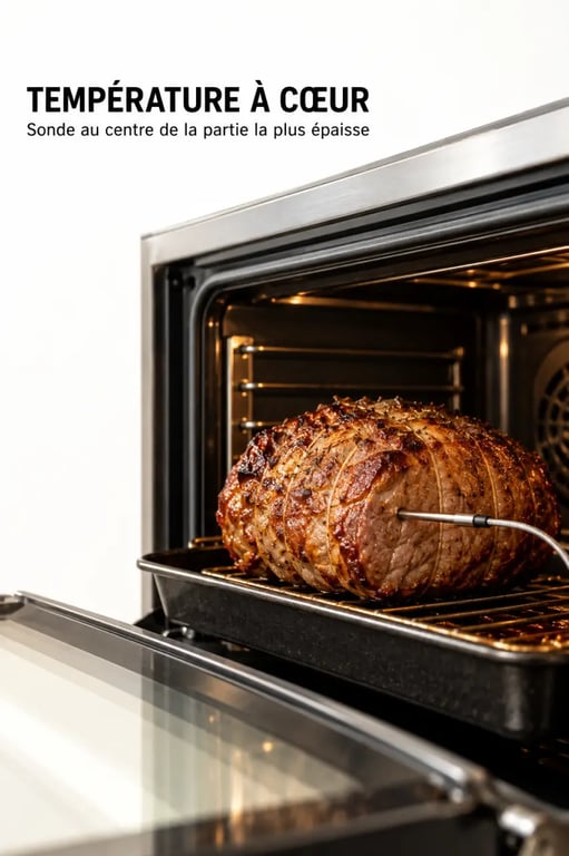 Comment réussir la cuisson basse température au four avec une thermosonde plantée dans un rôti
