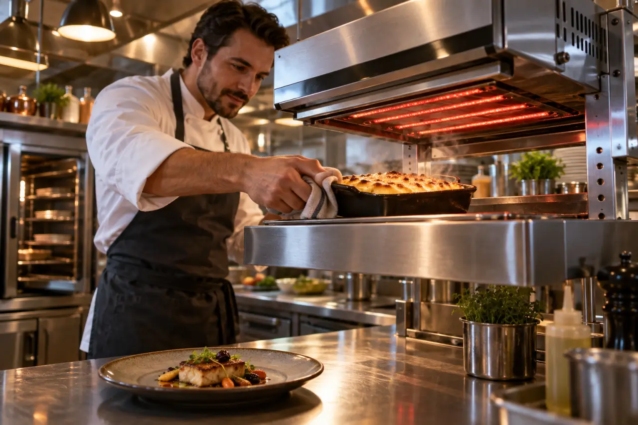 La salamandre de cuisine accélère les finitions, sans monopoliser le four