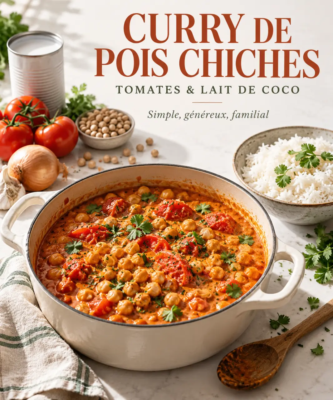 75 recettes sans four : curry de pois chiches et riz à la casserole