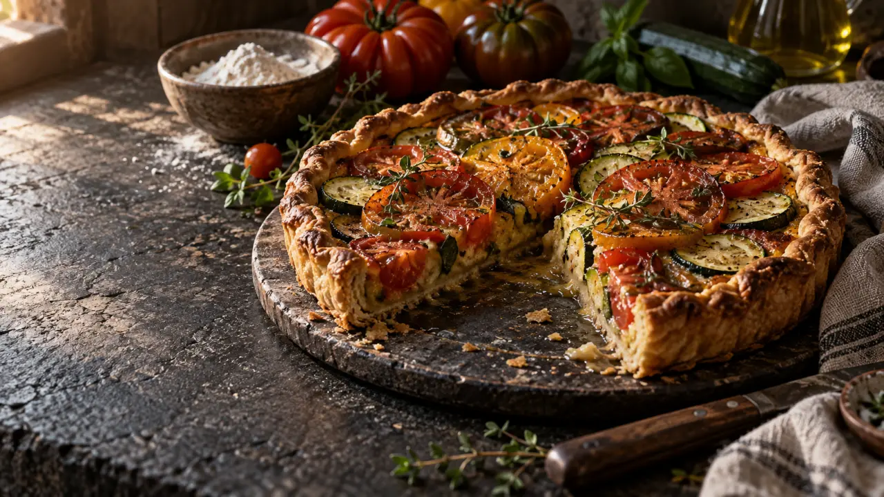 Mains préparant une pâte à tarte sur un plan de travail en bois