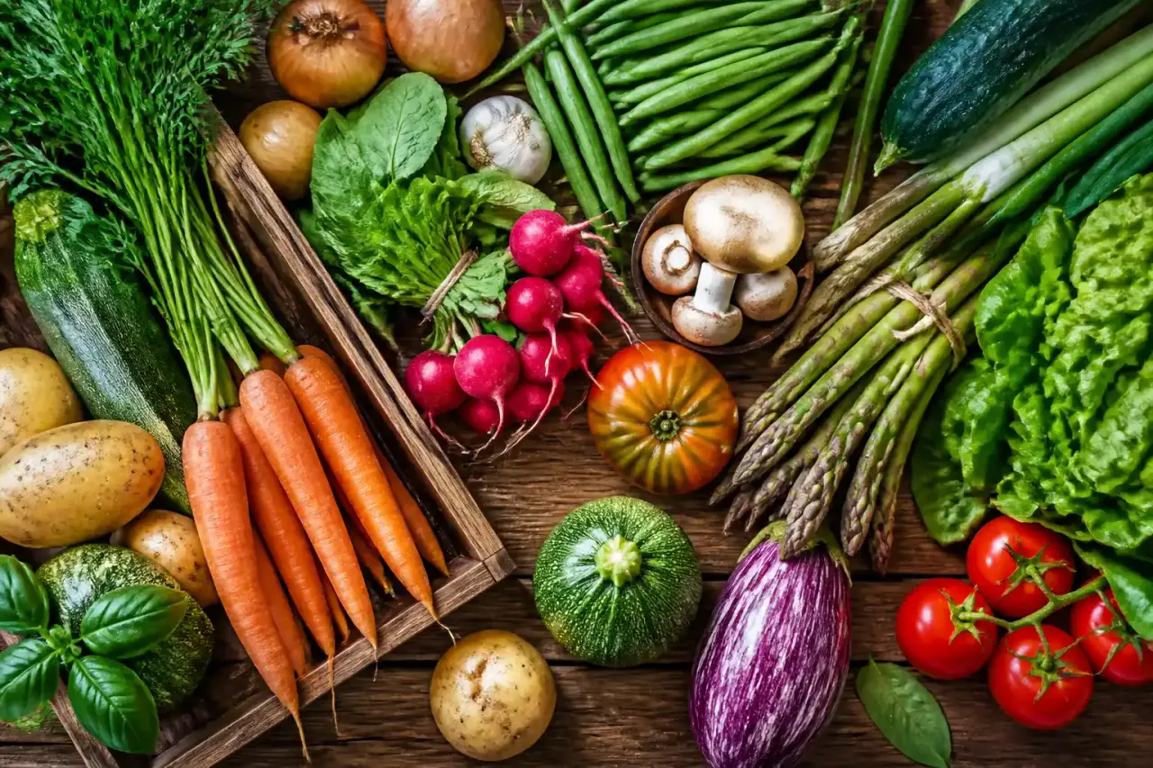 Table de cuisine rustique avec farine, pâte fraîche et ustensiles en cuivre
