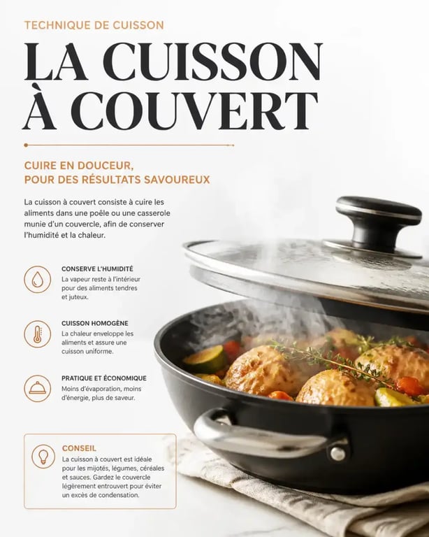 Cuisson à couvert pour une recette à la poêle tendre et savoureuse